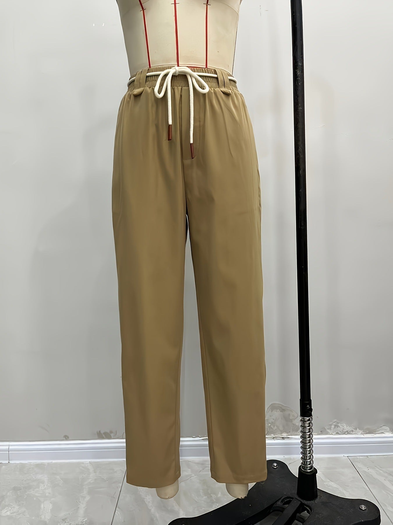 Relaxed Fit High-Waist Trousers with Drawstring