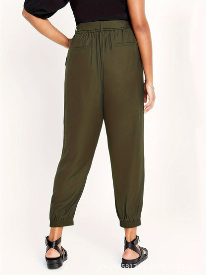 High-Waist Jogger Pants with D-Ring Belt