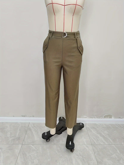 High-Waist Jogger Pants with D-Ring Belt