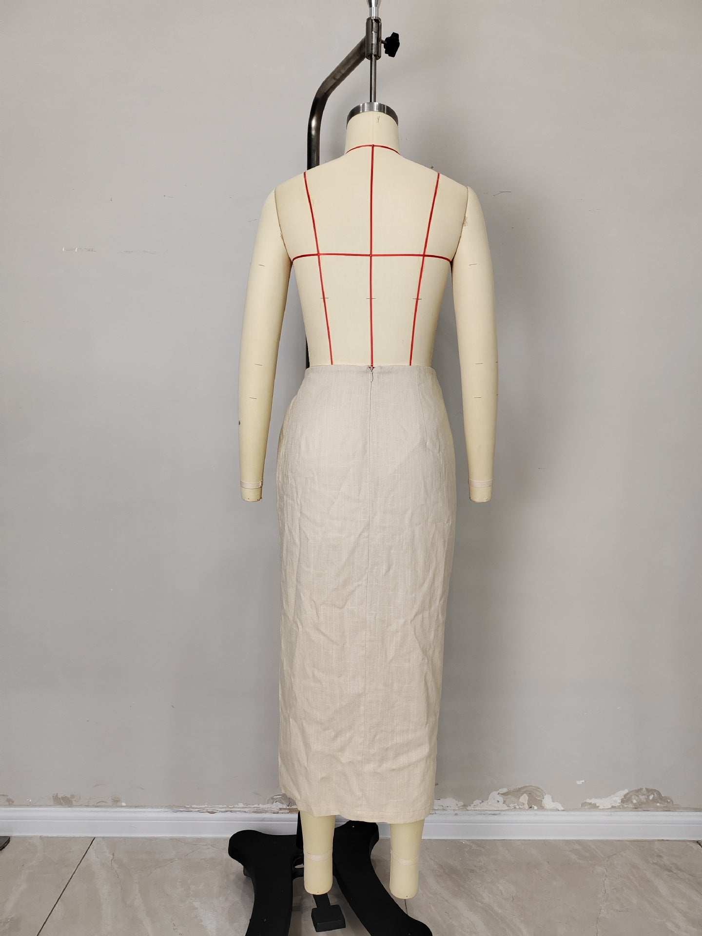 Solid Linen Blend Wrap Skirt with Tie-Front and Irregular Hem
