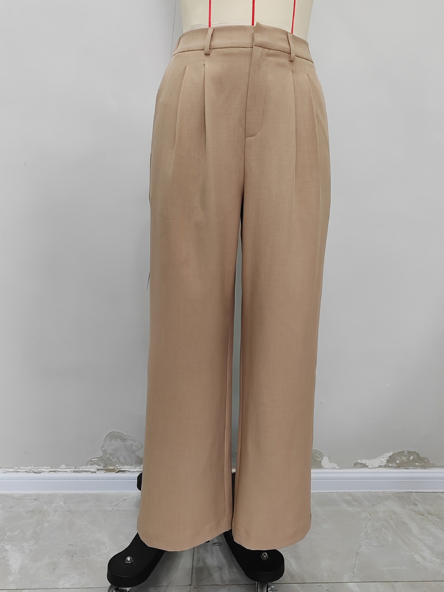 Pleated Wide-Leg Trousers with High Waist