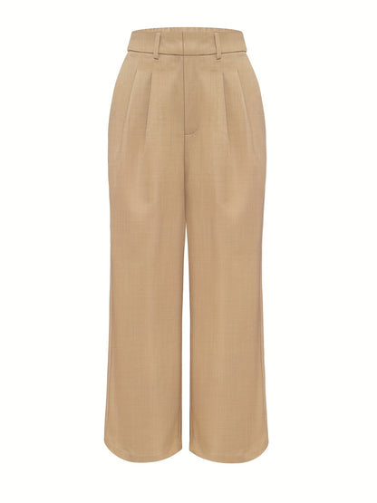 Pleated Wide-Leg Trousers with High Waist