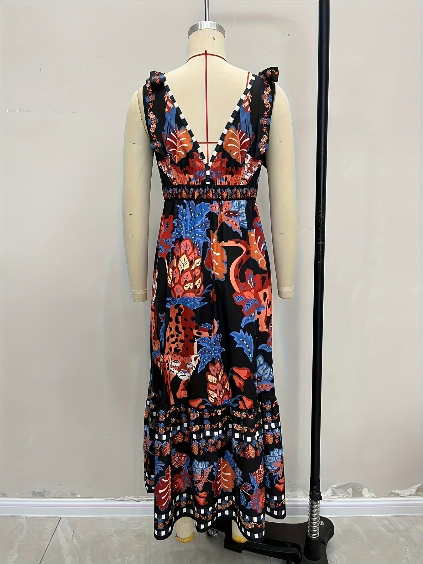 Printed Maxi Dress with Tie-Shoulder and Smocked Waist