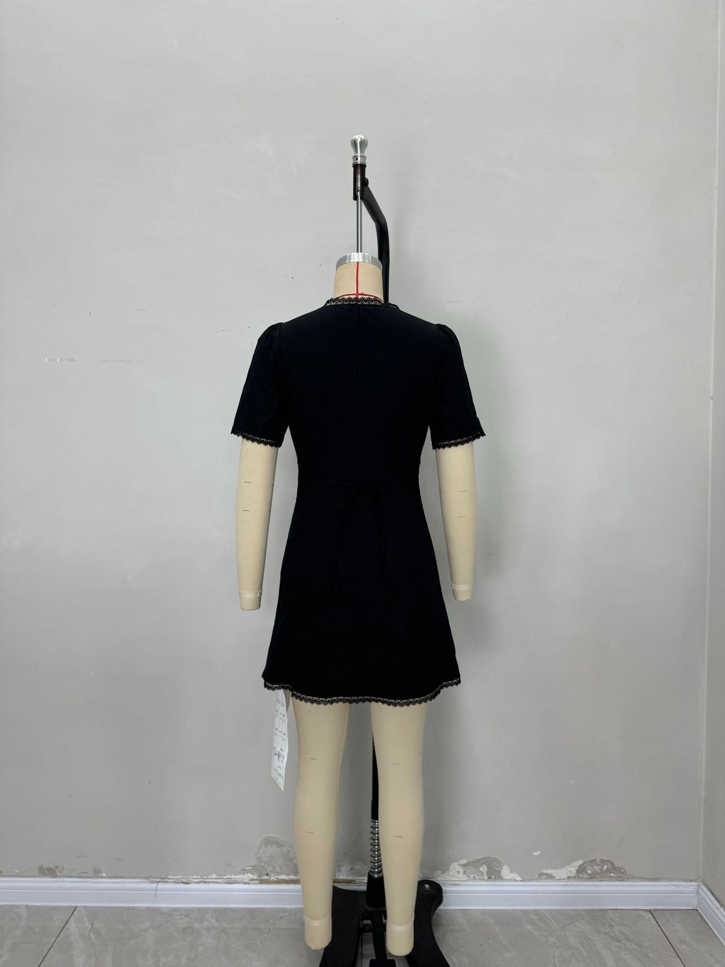 A-Line Mini Dress with Square Neck and Scalloped Trim