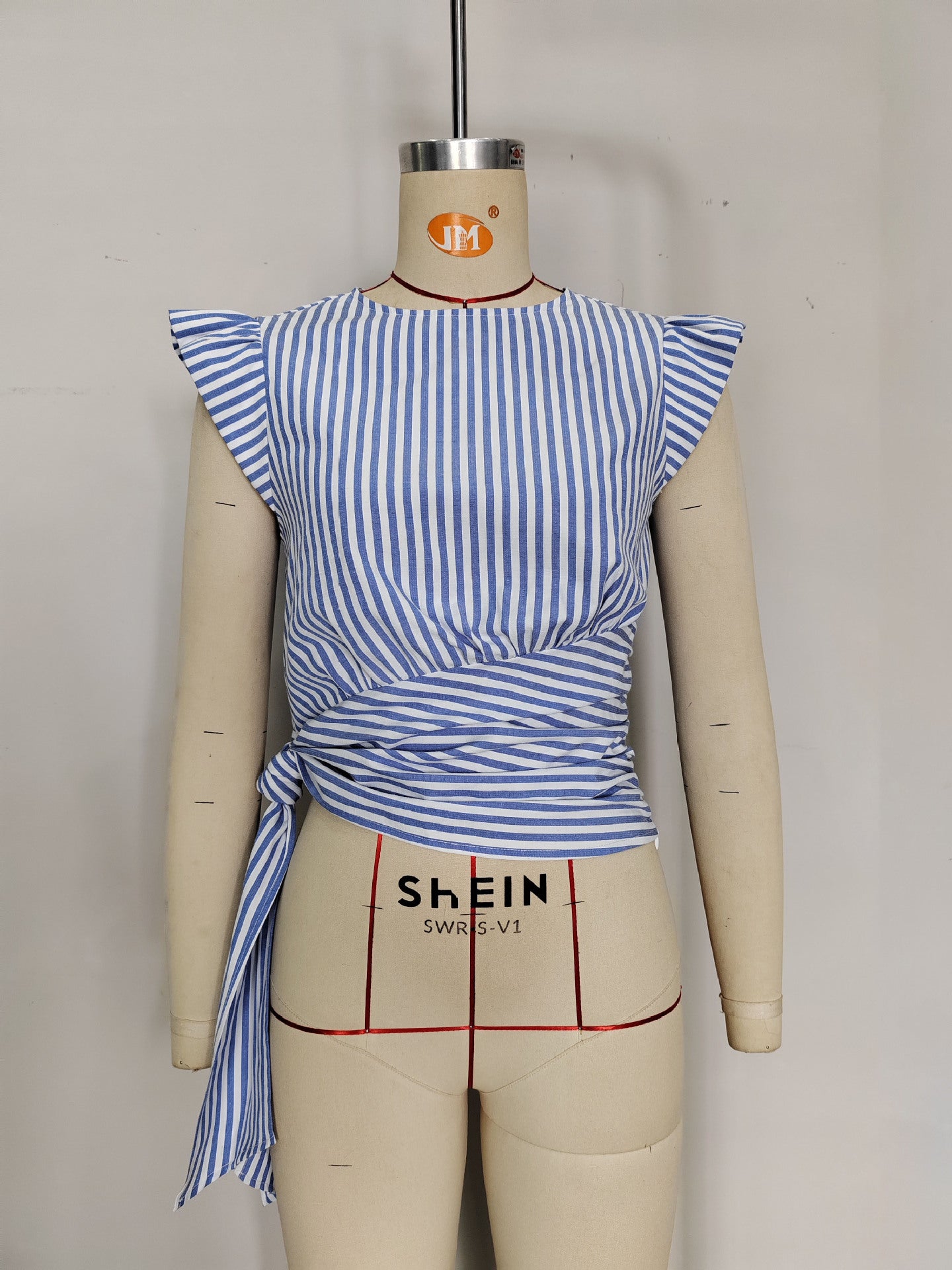 Striped Cap Sleeve Top with Tie-Front Waist