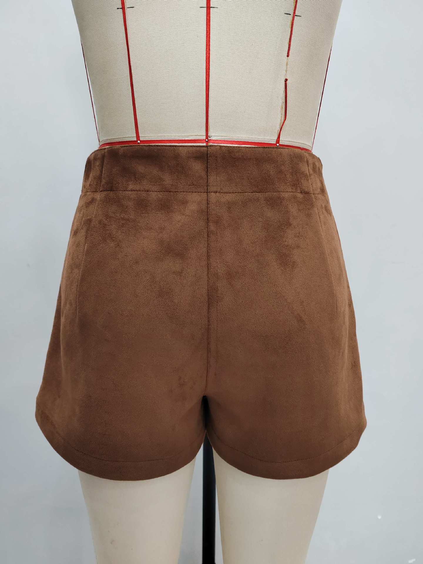 Caramel High-Waist Suede-Look Hot Pants with Patch Pockets