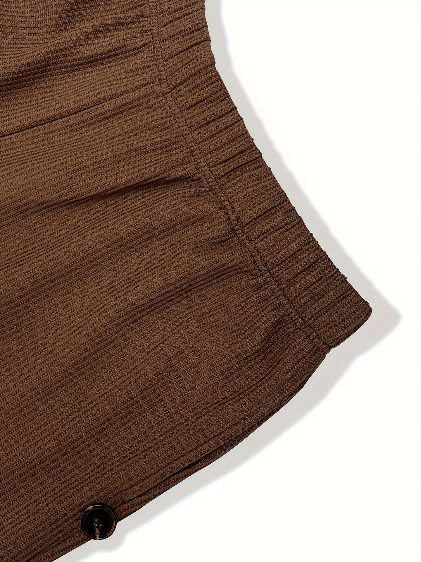 Ribbed Knit Straight Trousers with High Elastic Waist