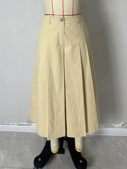 High-Waist Pleated Culottes with Midi Length