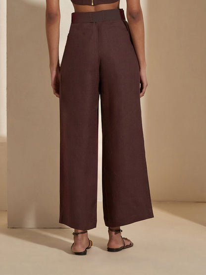 Dark Brown Three-Piece Set with Buckle Belt & Zebra Cuffs