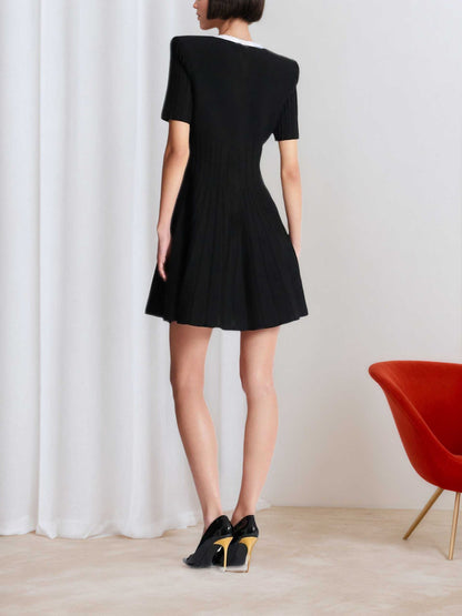 A-Line Mini Dress with Square Neck and Contrast Placket