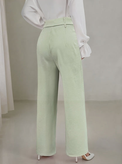 Straight-Leg Trousers with High Waist and Front Seam