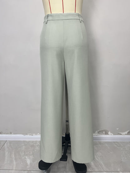 Straight-Leg Trousers with High Waist and Front Seam