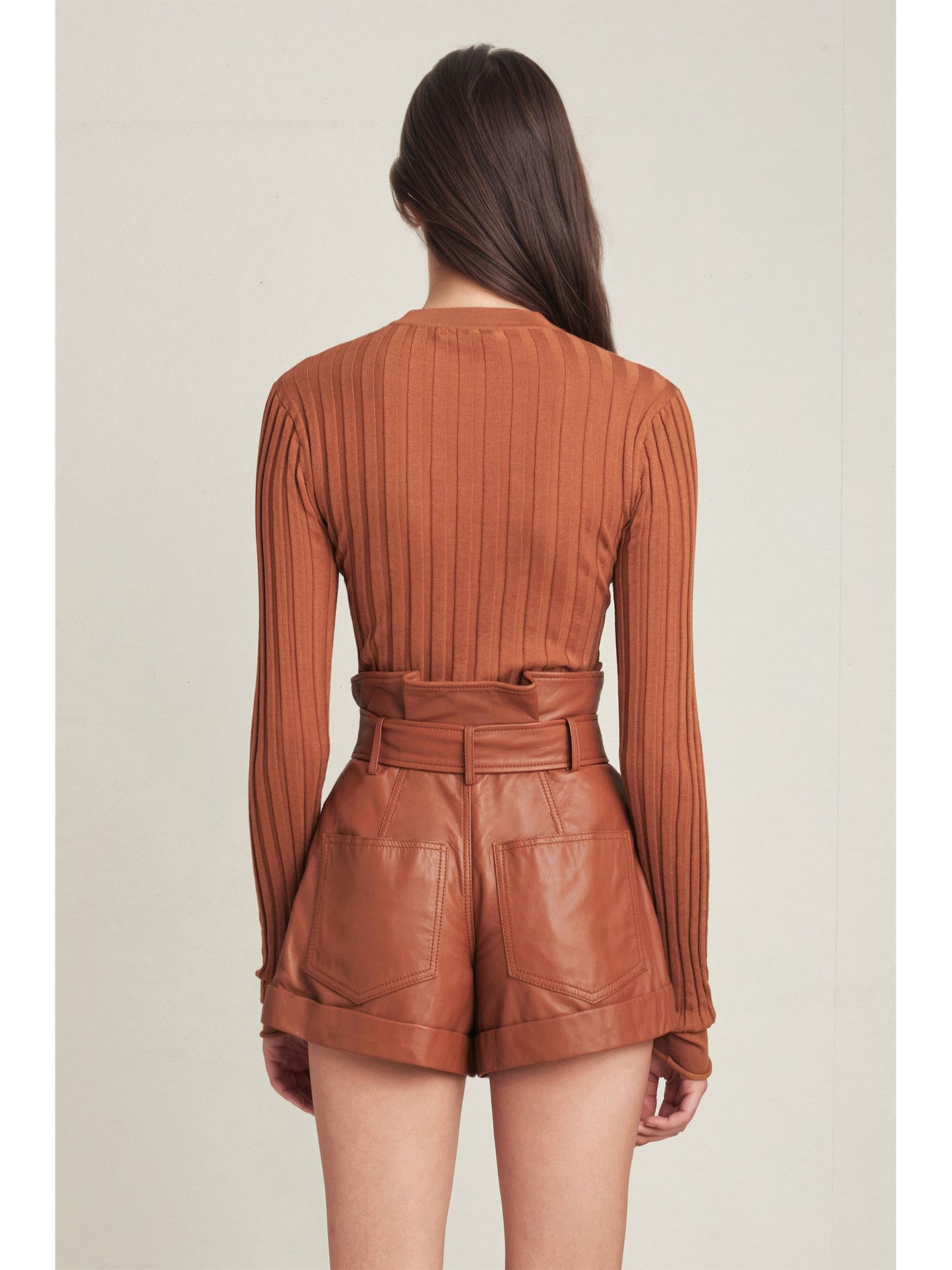 A-Line PU Leather Shorts with Paperbag Waist