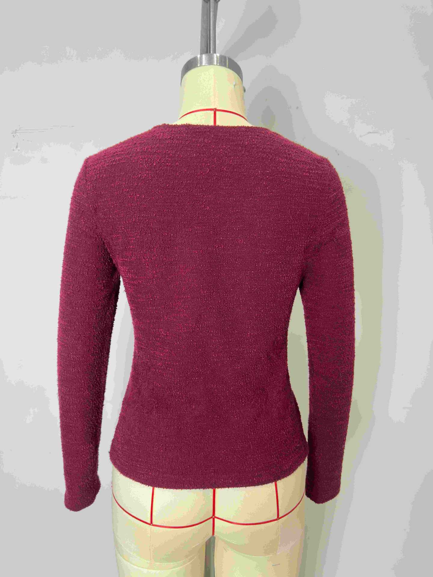 Shimmer Round Neck Top with Draped Metal Ring Buckle