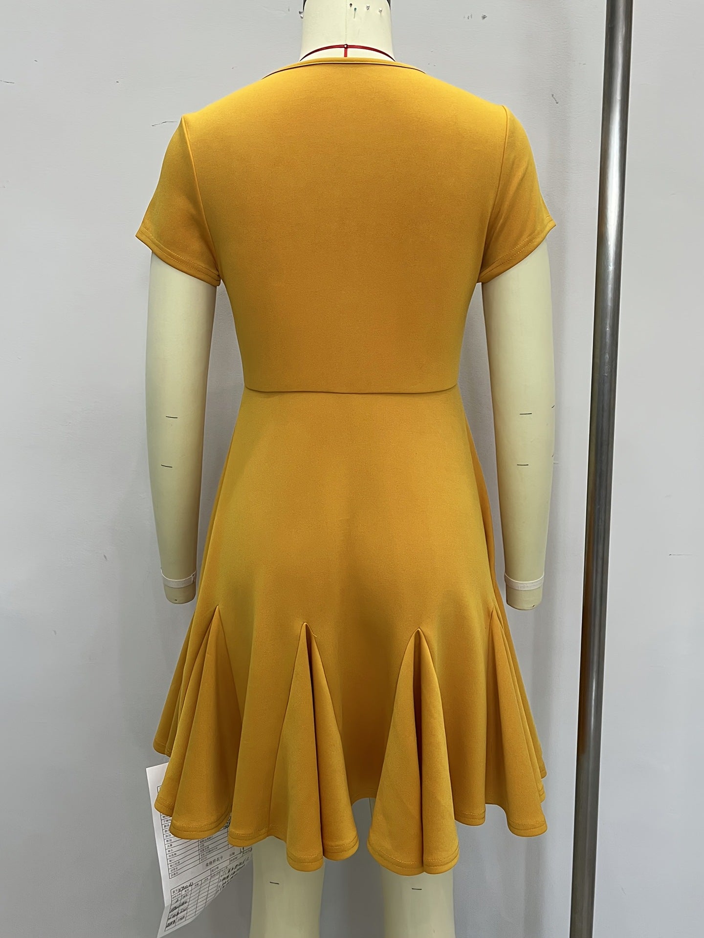 A-Line Mini Dress with Deep V-Neck and Short Sleeves