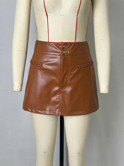 High-Waist A-Line Faux Leather Mini Skirt