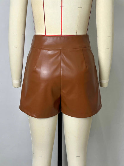 High-Waist A-Line Faux Leather Mini Skirt