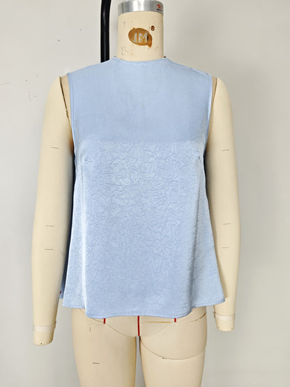 Solid Satin Two-Piece Set with Mock Neck Top