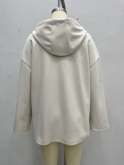 Solid Hooded Shacket with Flap Pockets and Drawstring