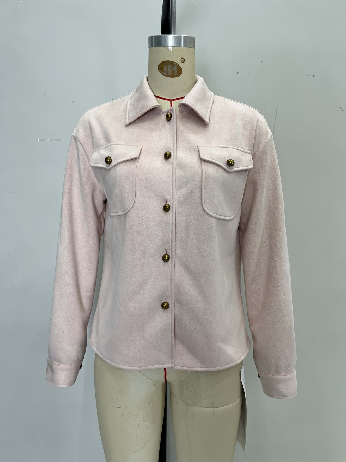 Brushed Suede Shirt Jacket with Double Chest Pockets