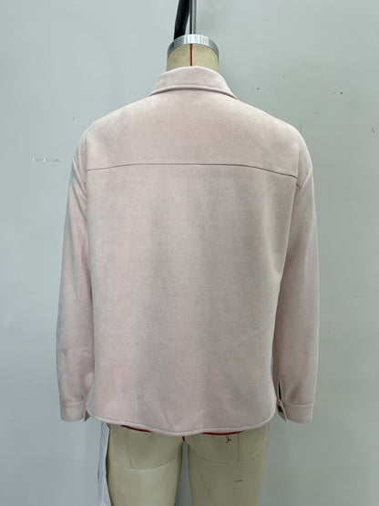 Brushed Suede Shirt Jacket with Double Chest Pockets