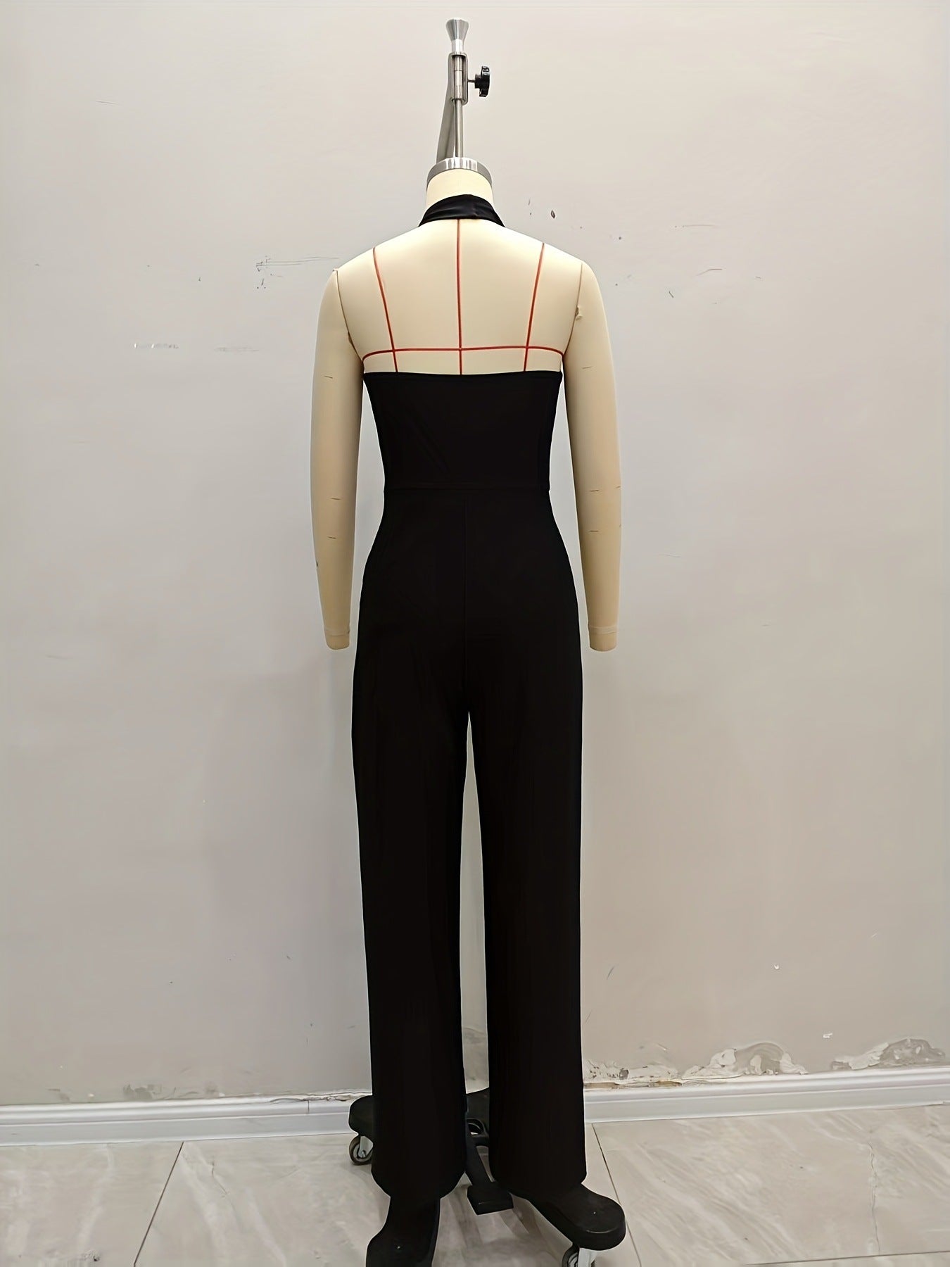 Black Halterneck Jumpsuit with Cowl Neck