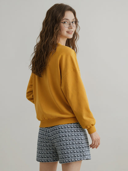 Tweed Shorts with High Waist and Side Zipper