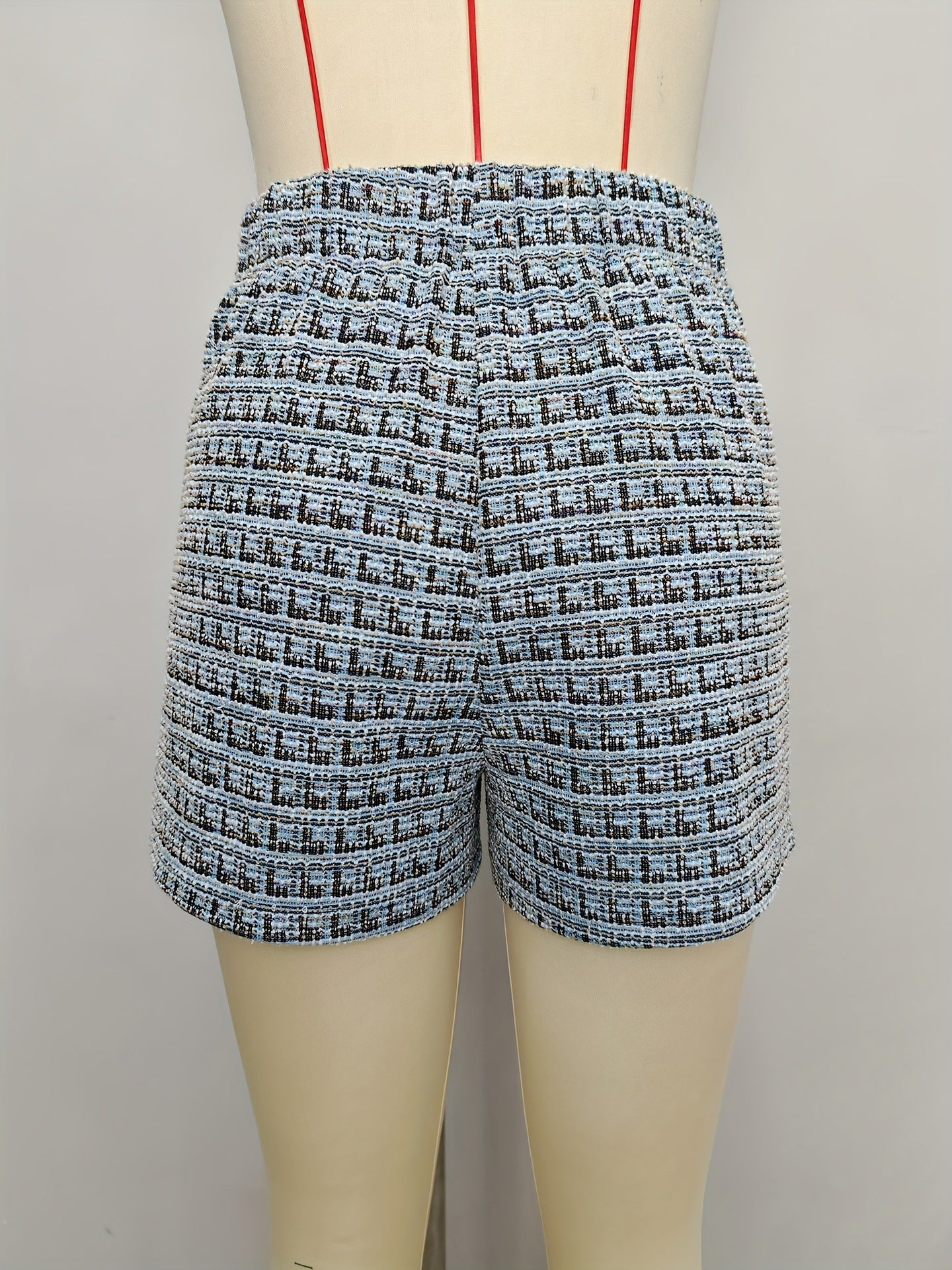 Tweed Shorts with High Waist and Side Zipper