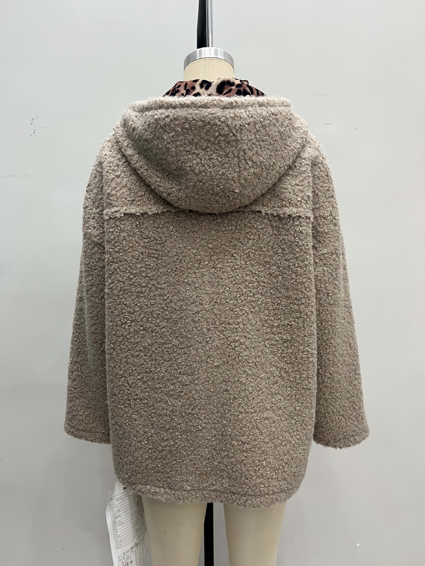 Oversized Hooded Teddy Fleece Coat with Zip Front and Pockets