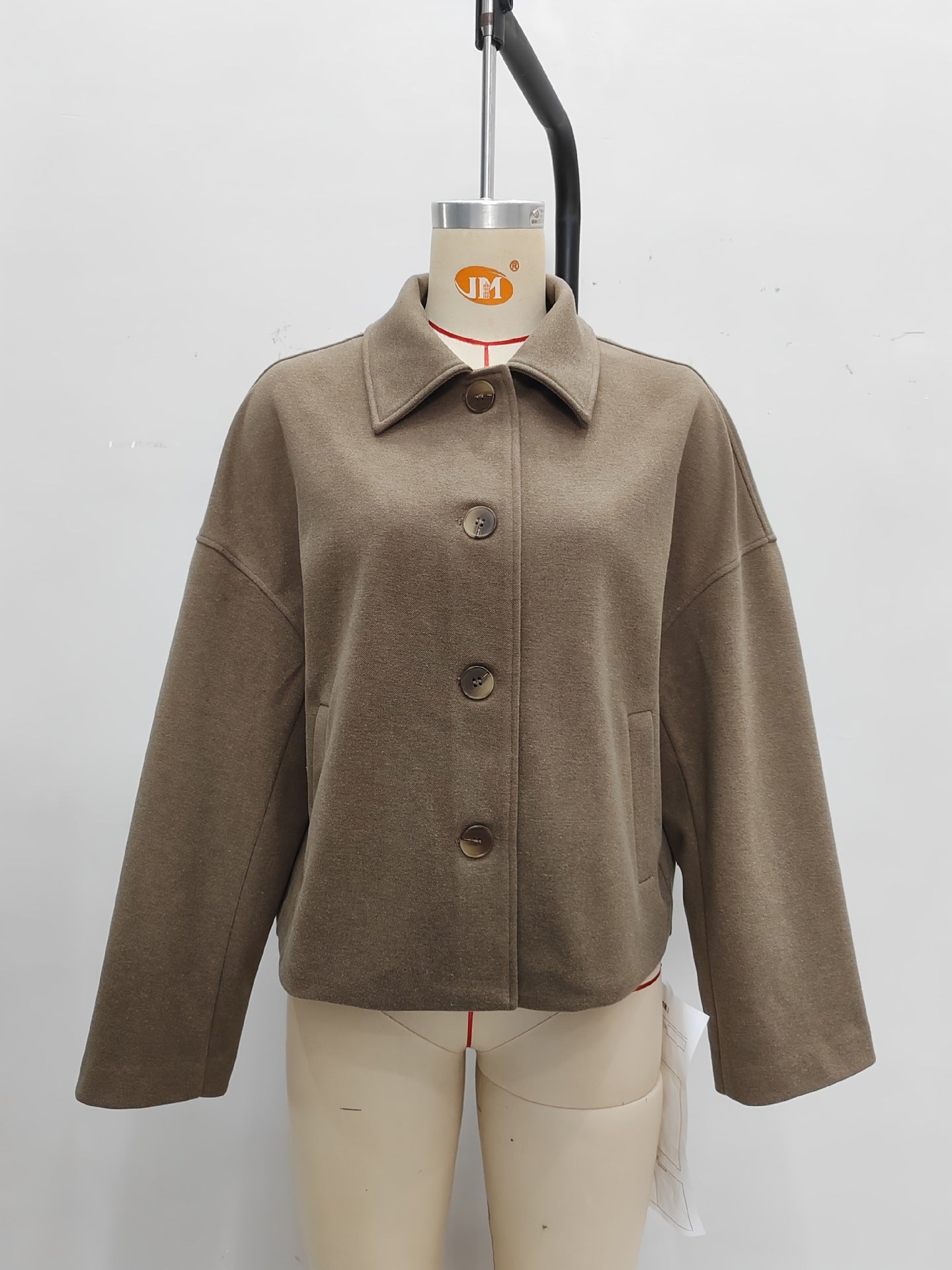 Loose Cropped Jacket in Warm Polyester Blend