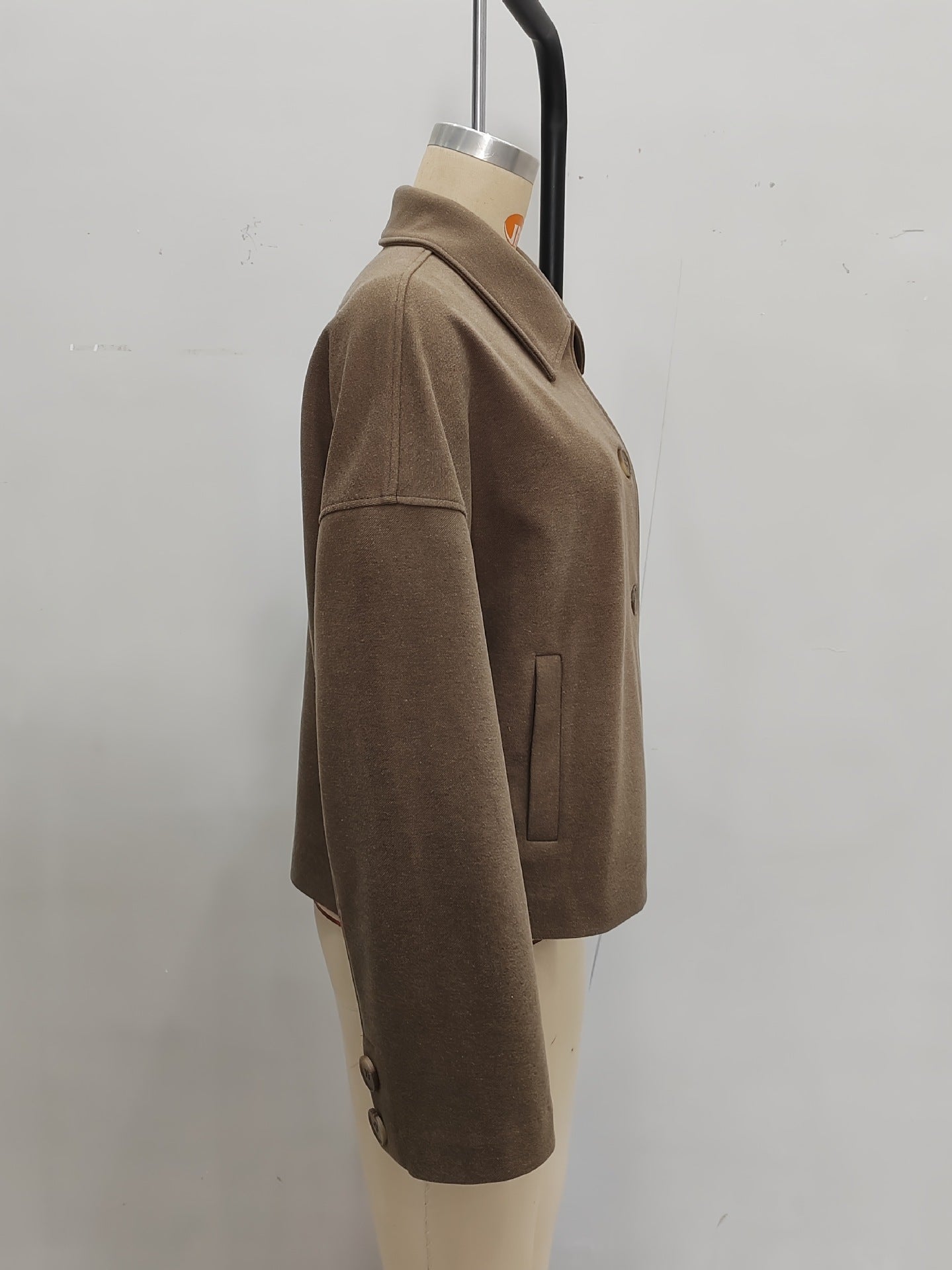 Loose Cropped Jacket in Warm Polyester Blend