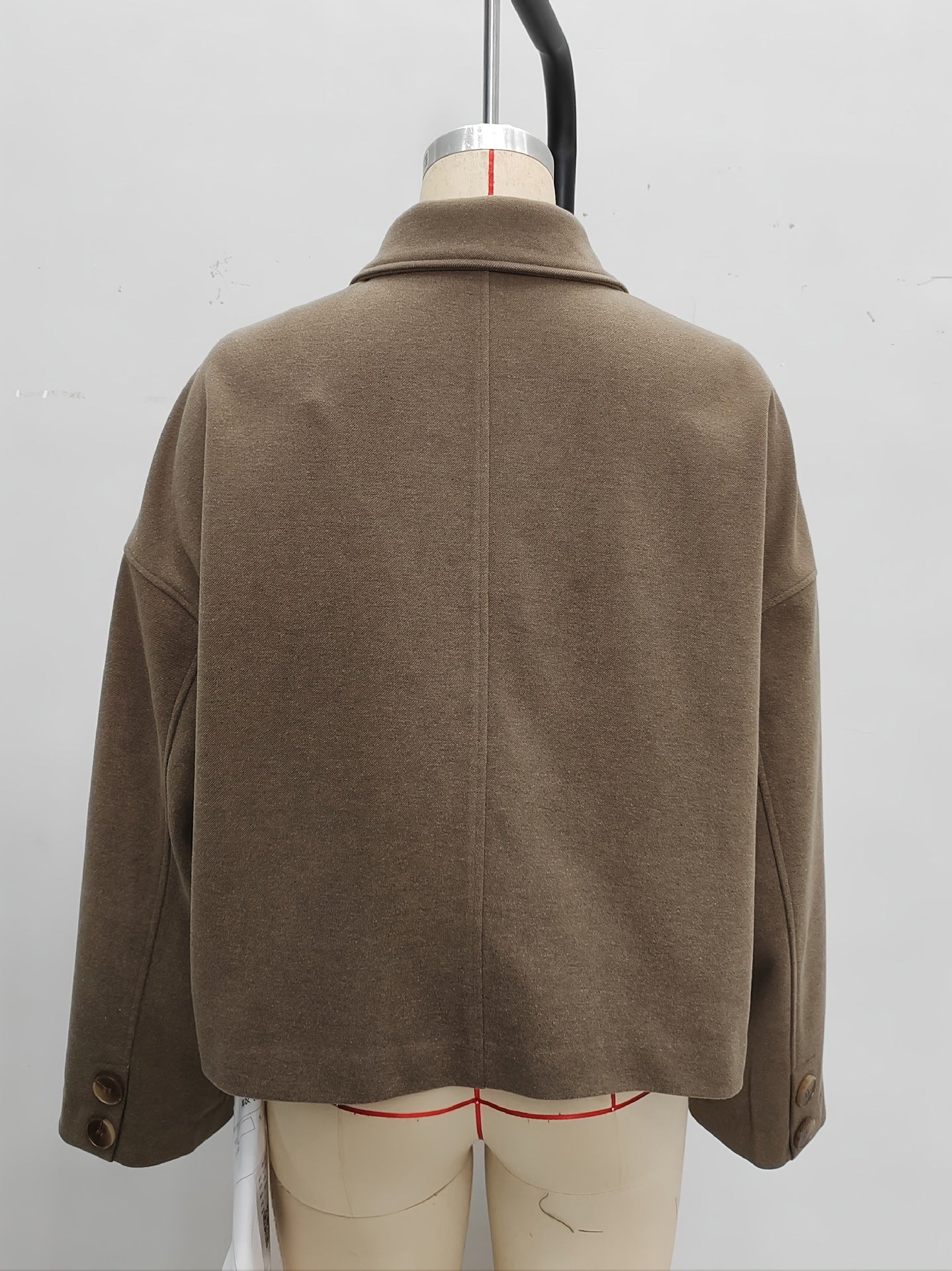 Loose Cropped Jacket in Warm Polyester Blend