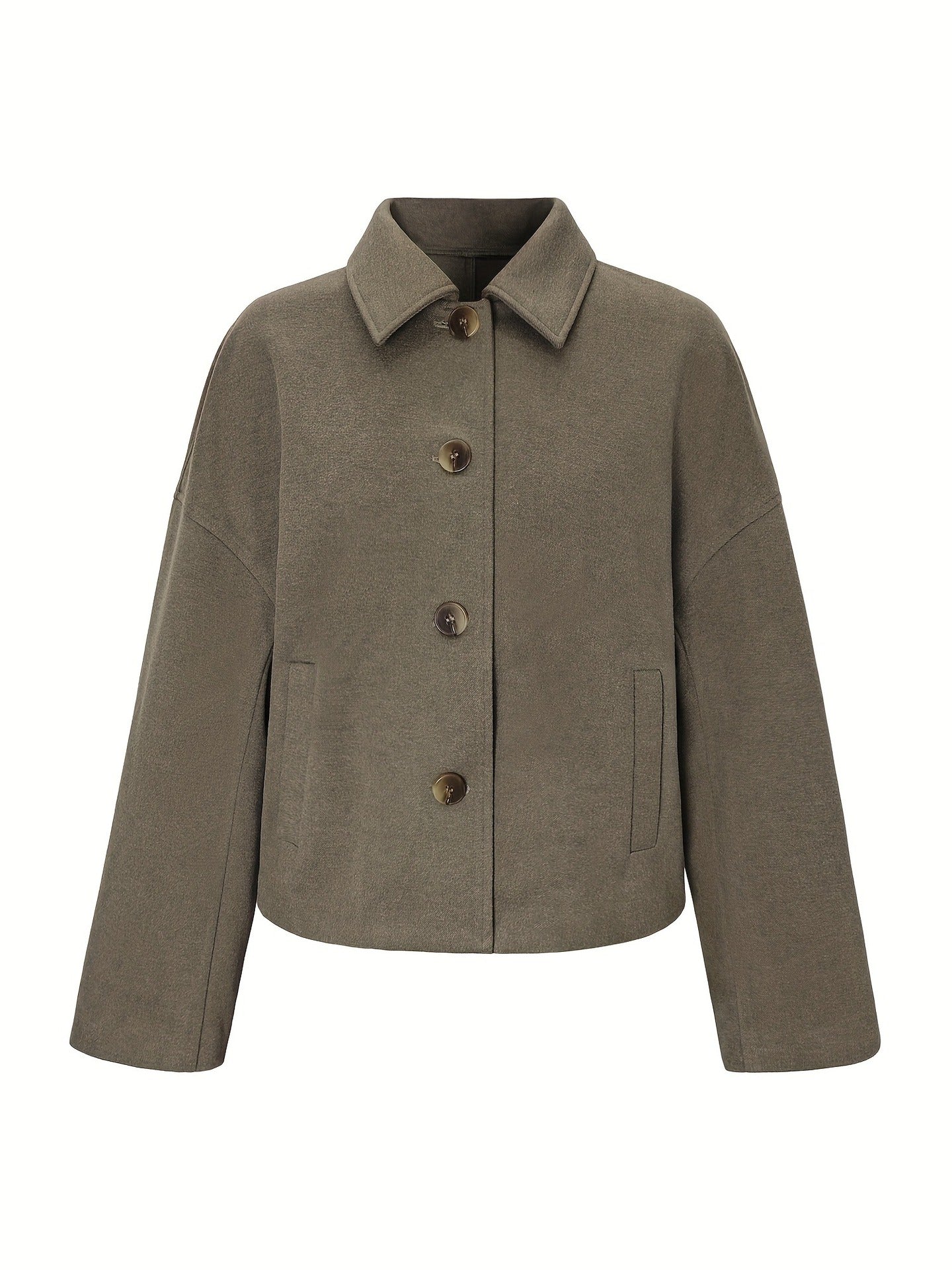 Loose Cropped Jacket in Warm Polyester Blend