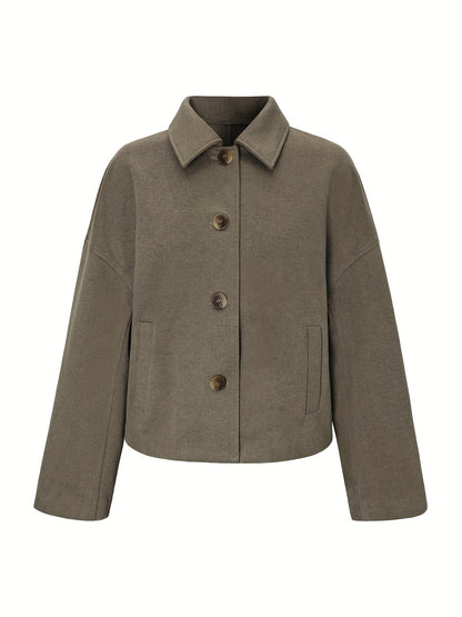 Loose Cropped Jacket in Warm Polyester Blend