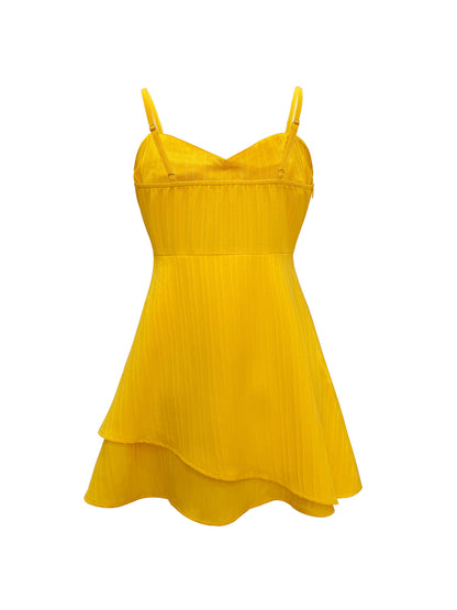 Sling Mini Dress with Bow Front and Tiered Hem