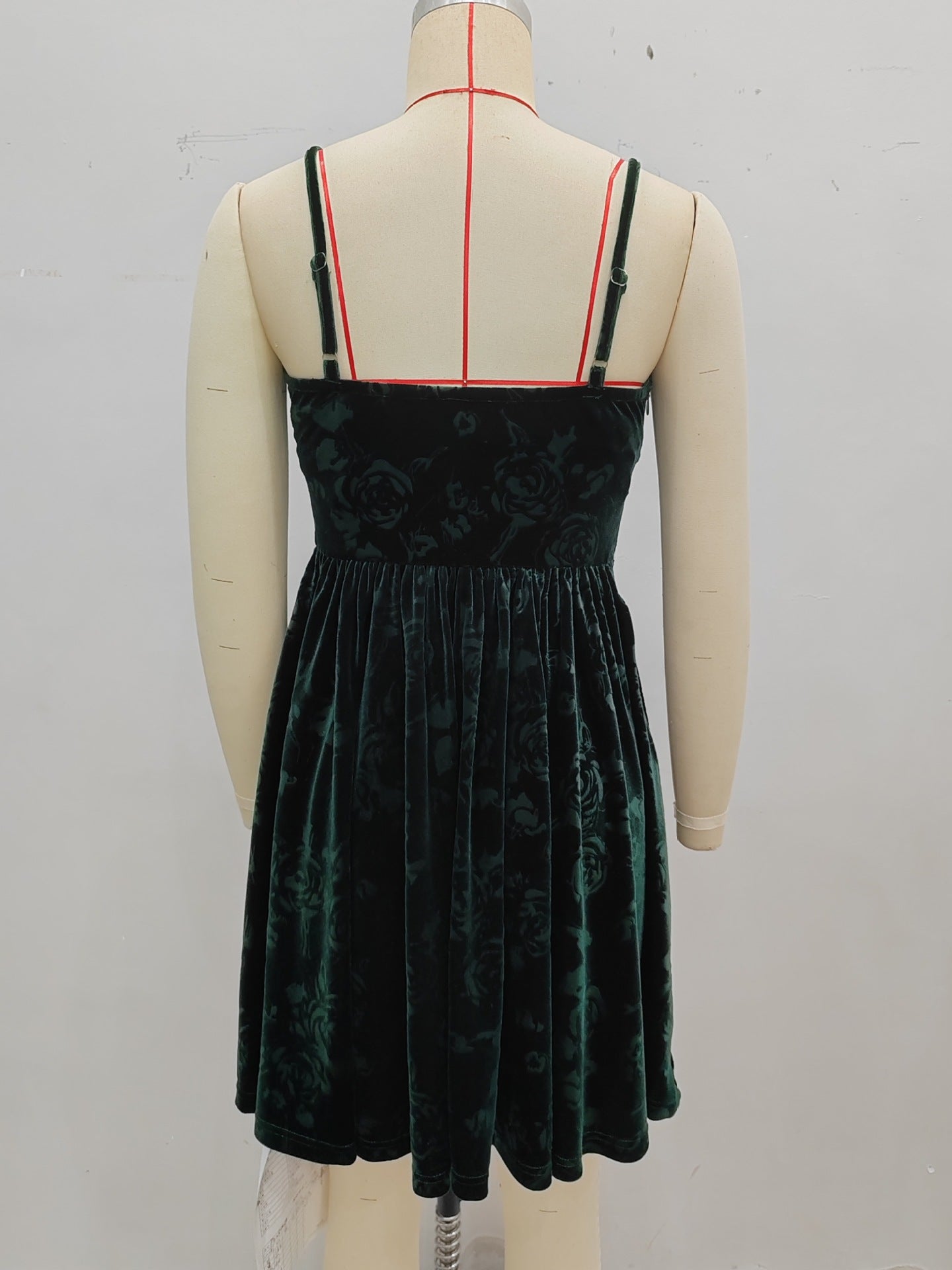 Embossed Floral Velvet Cami Dress with Corset Bodice