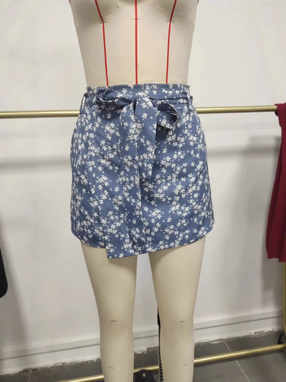 Floral Print High-Waist Shorts with Tie-Waist