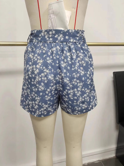 Floral Print High-Waist Shorts with Tie-Waist
