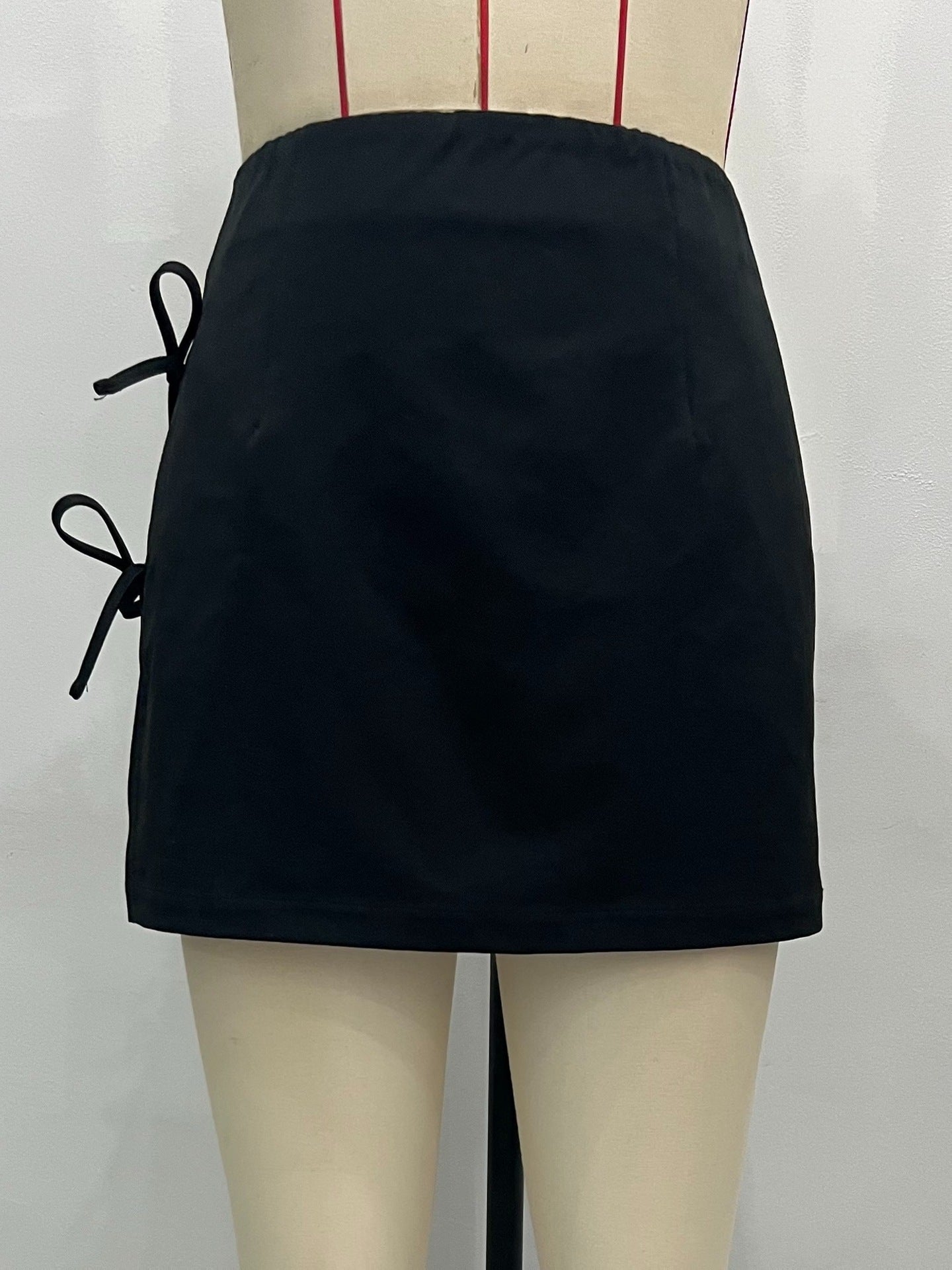 A-Line Mini Skirt with High-Waist and Drawstring Side