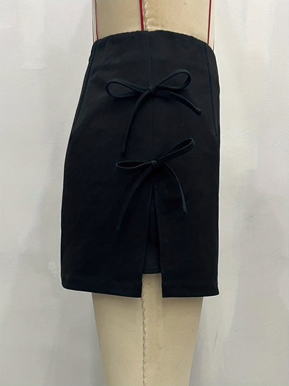A-Line Mini Skirt with High-Waist and Drawstring Side
