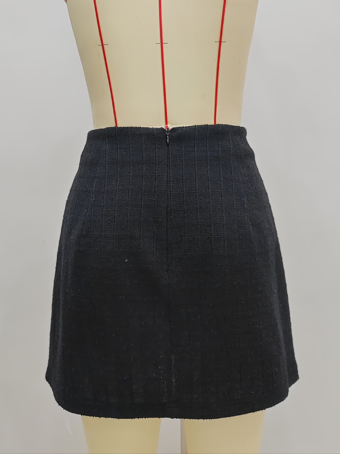 Spliced Faux Leather Mini Skirt with Asymmetrical Wrap and Buttons