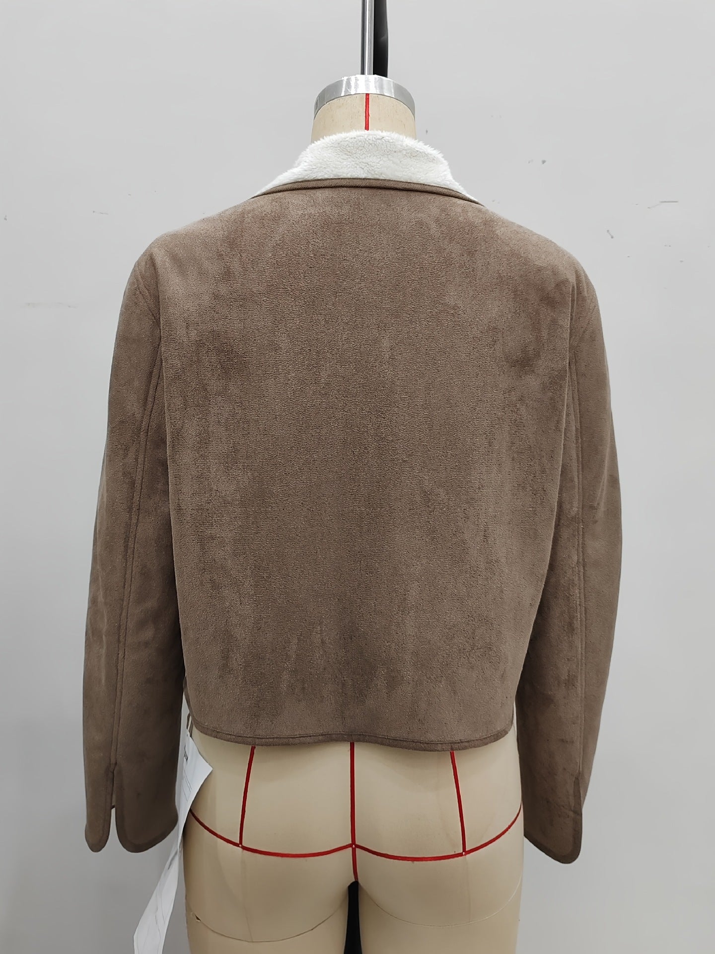 Suede Jacket with Fleece Lining and Lapel Collar