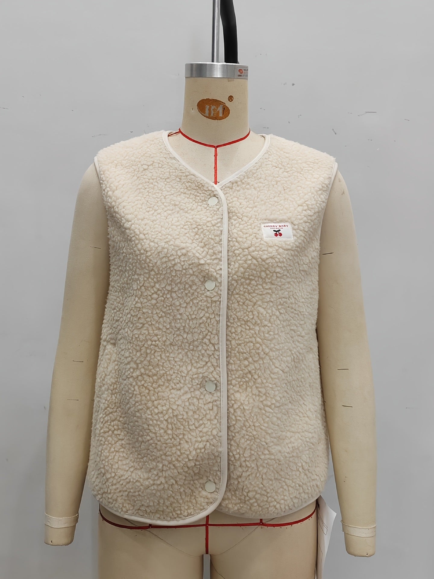 Sherpa Fleece Vest with Snap Button Front