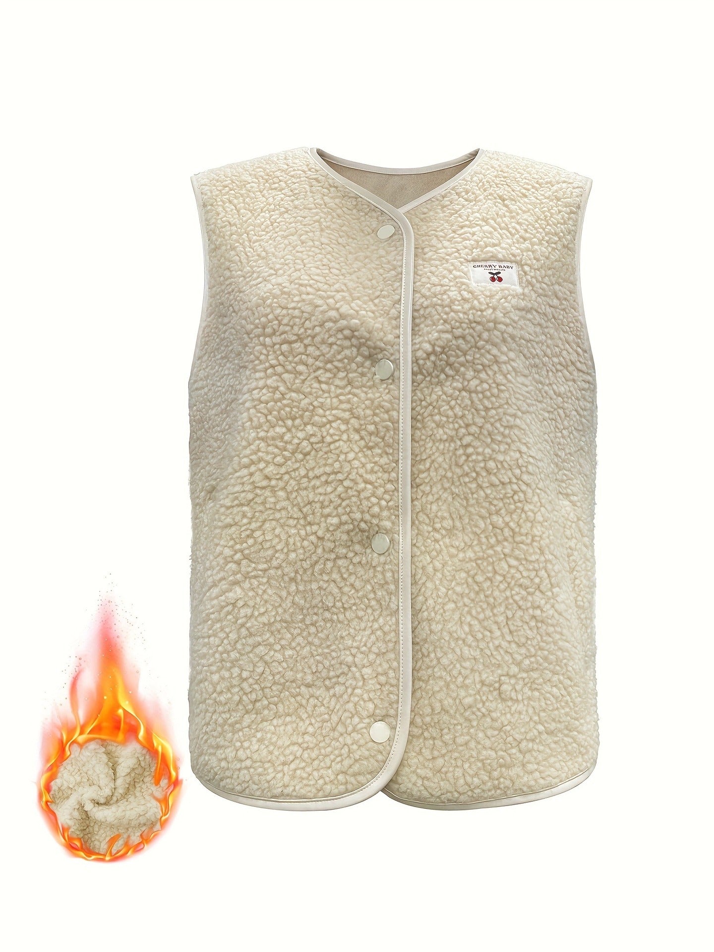 Sherpa Fleece Vest with Snap Button Front