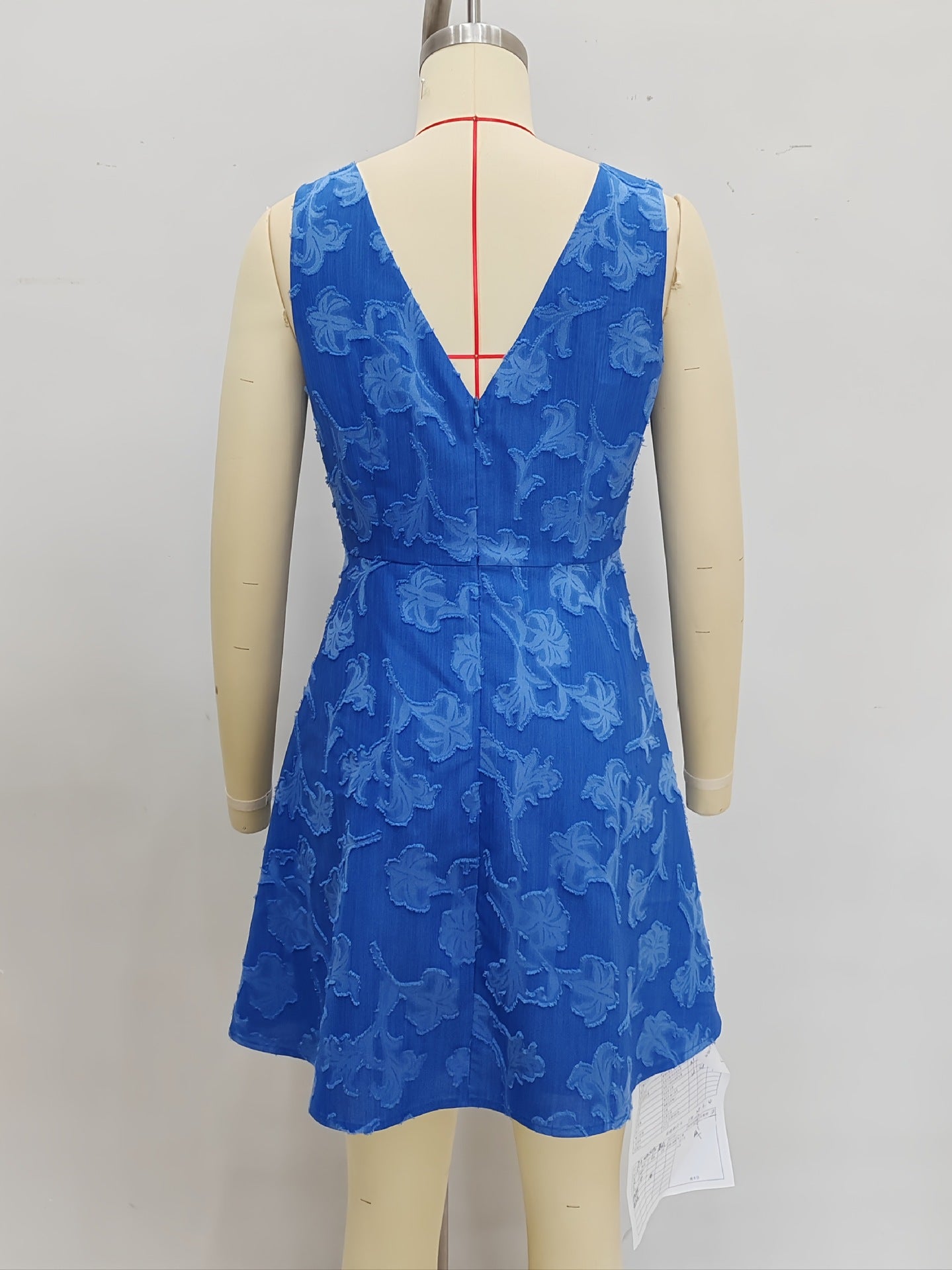 A-Line Sleeveless Dress with Floral Jacquard
