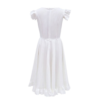 A-Line Midi Dress with Flutter Sleeves and Ruffled Hem