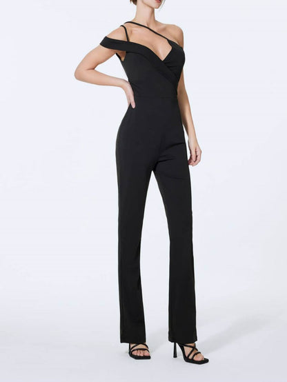 Asymmetrical Off-Shoulder Jumpsuit with Wide Legs