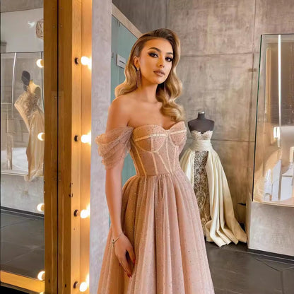 A-Line Midi Dress with Corset Bodice and Glitter Tulle