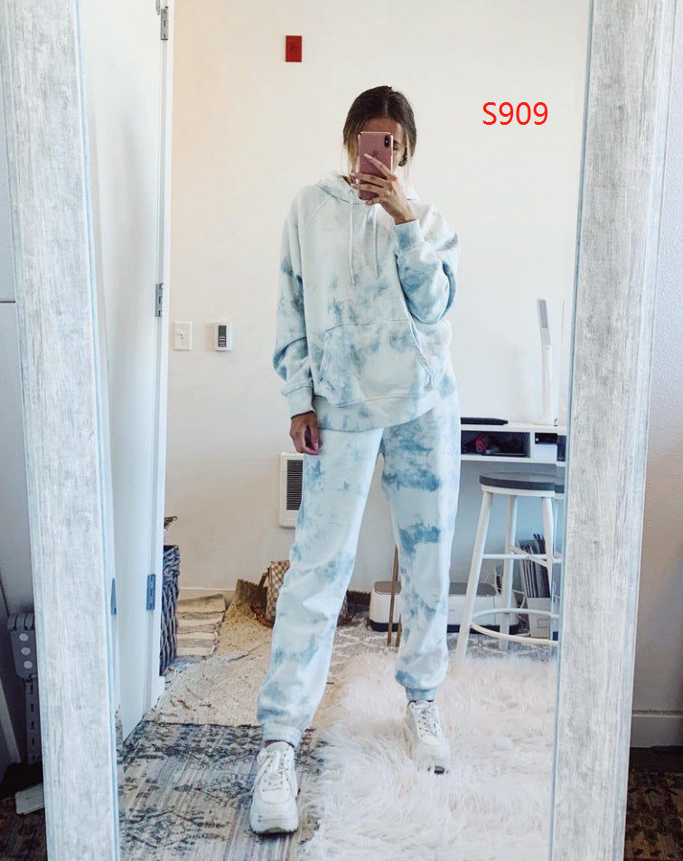 Tie-Dye Hoodie & Sweatpants Set with Cuffed Joggers