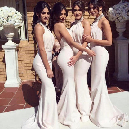 Mermaid Halter Neck Gown with Embellished Collar